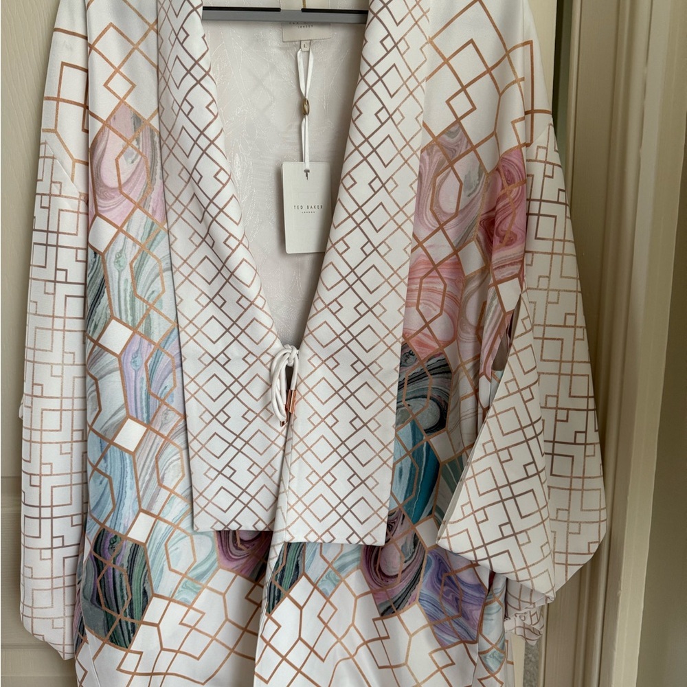 Ted Baker white, pastels, rose gold wrap.